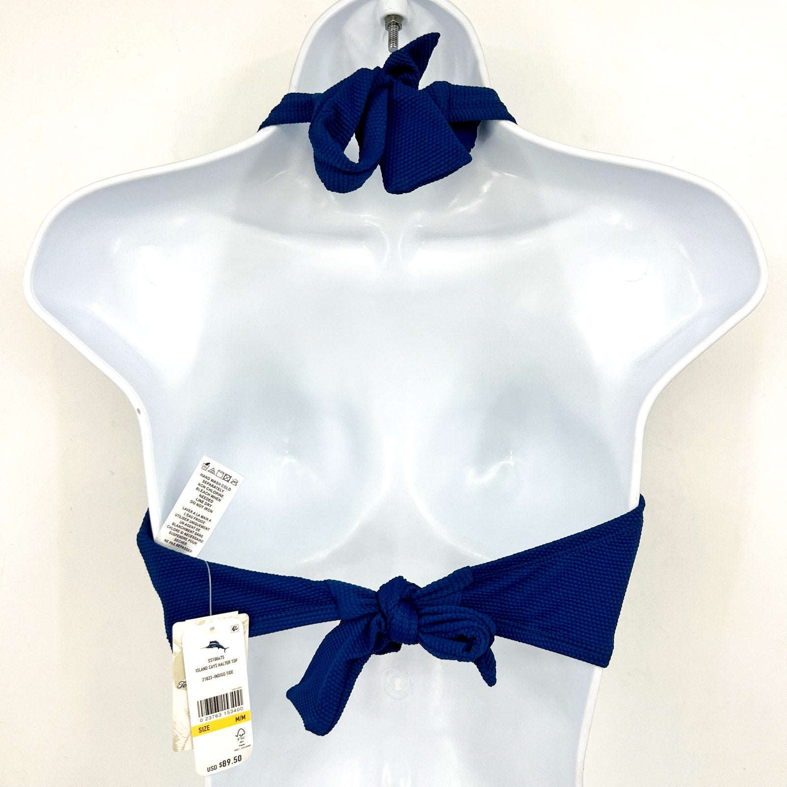 TOMMY BAHAMA Women's Island Cays Halter Bikini Top Medium Blue Indigo Tide NWT