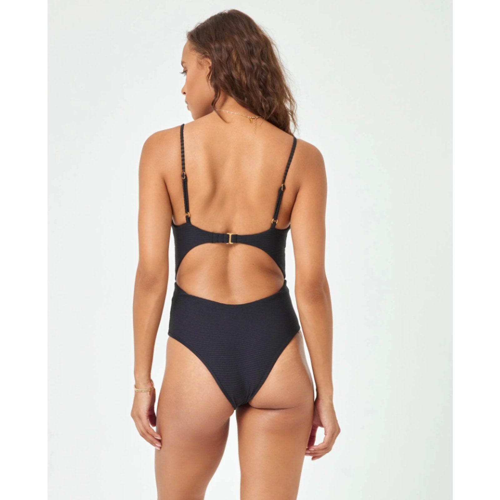 L*SPACE Women's Kyslee One Piece Swimsuit XL Black Eco Chic Repreve Twist NWT