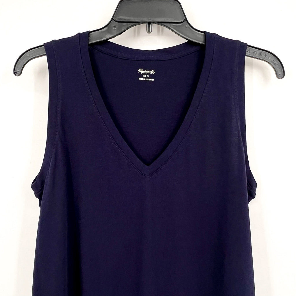 MADEWELL Women's Northside V-Neck Tank Top Small Blue Juniper Berry P2708 NWT