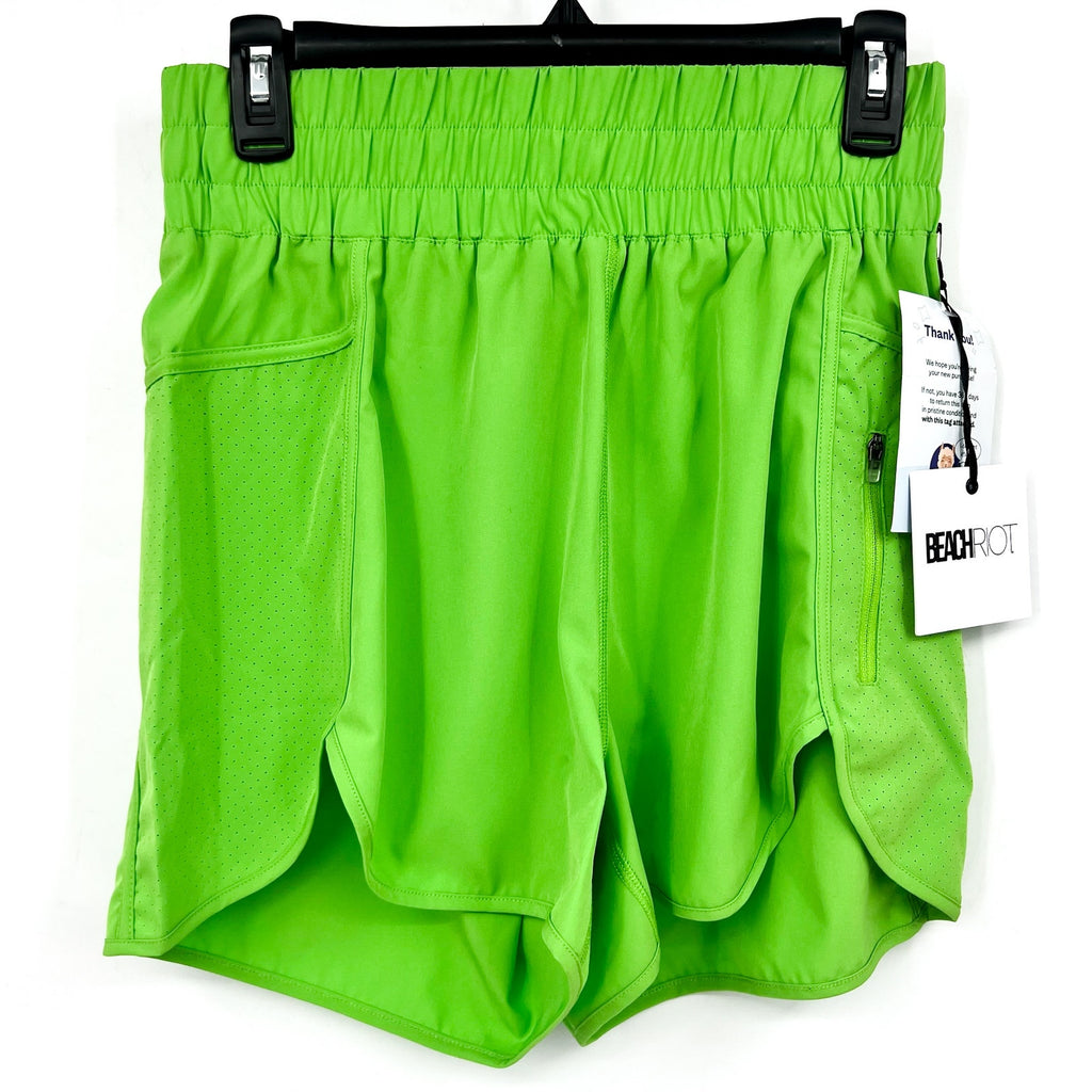 BEACH RIOT Women's Cliff Athletic Shorts Medium Palm Garden Green Pull-On NWT