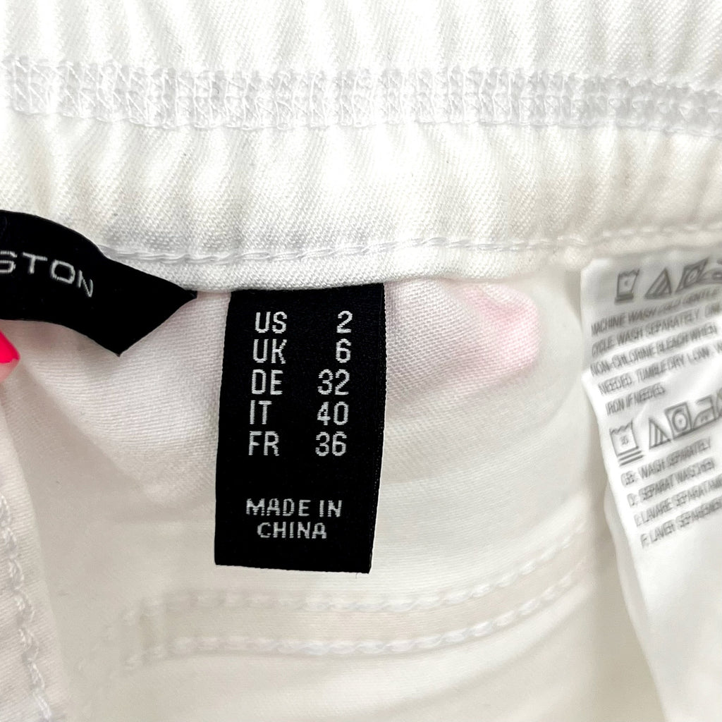H BY HALSTON Womens Ultra Knit Pull-On Ankle Pants Size 2 White Slim Leg NWOT