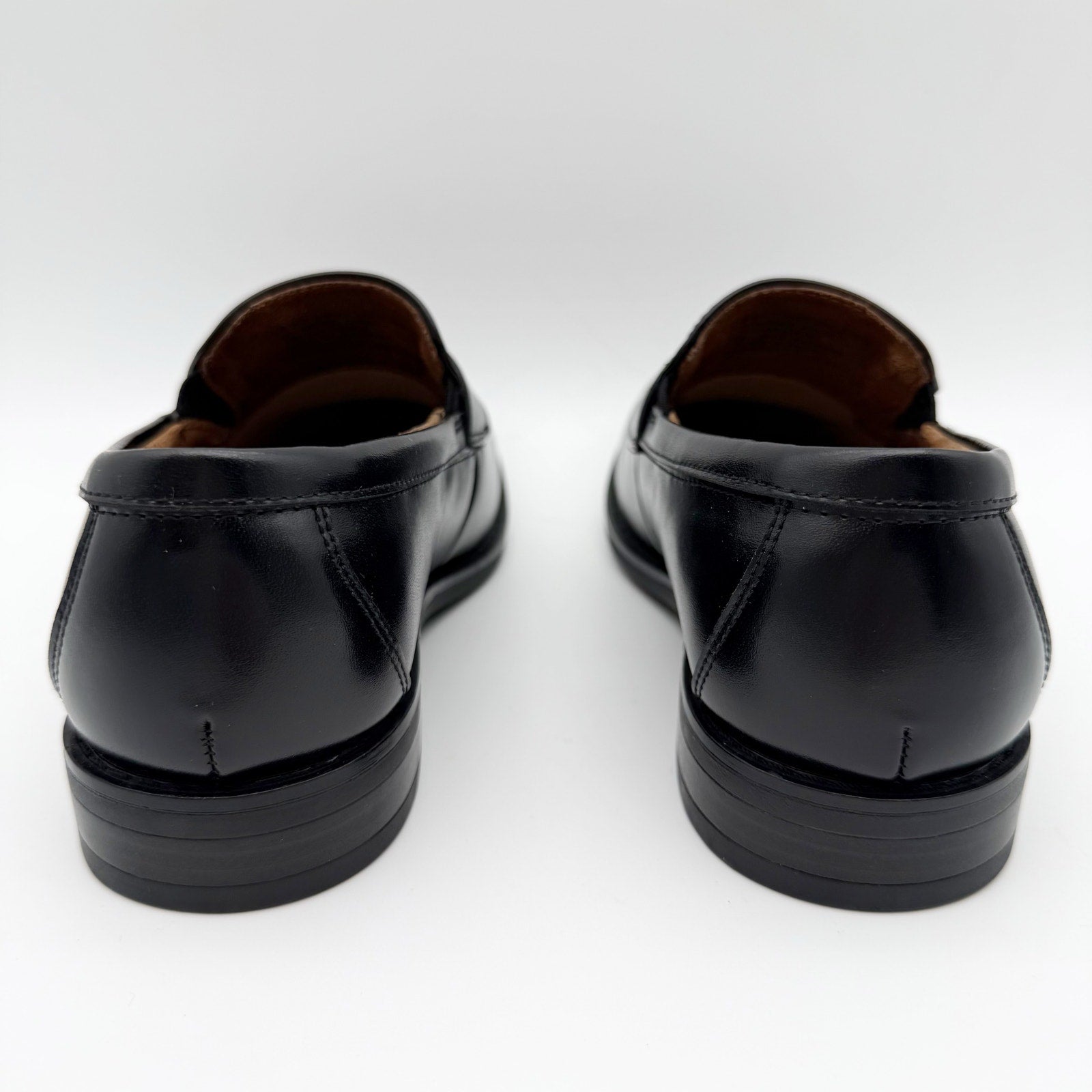 Florsheim Kids Boys Rucci Moc Toe Penny Loafers US 1.5 M Black Leather NIB