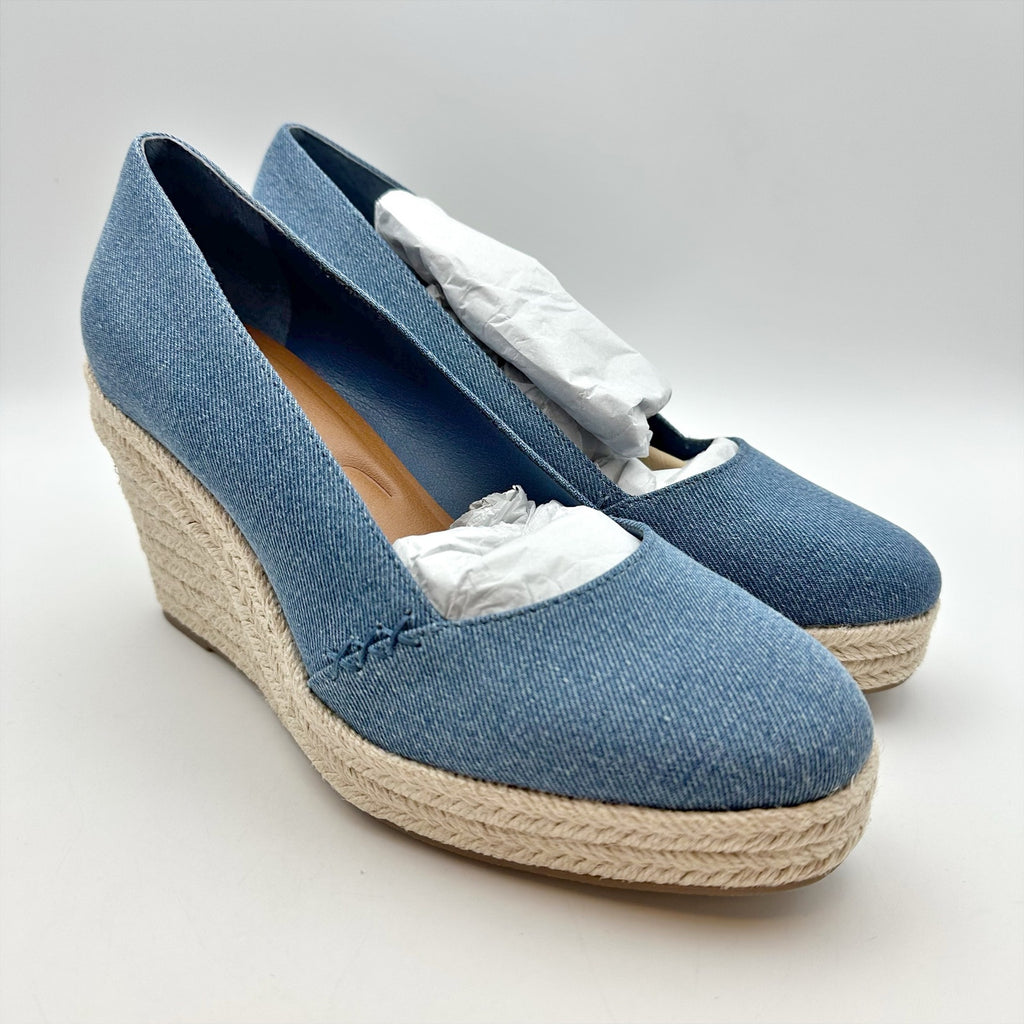 Lucky Brand Womens Imula Espadrille Wedge Heels Size 8.5 Blue Canvas NIB