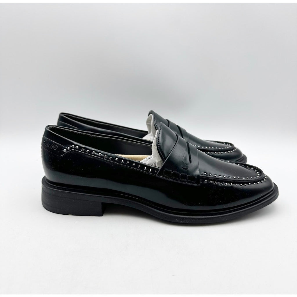 Franco Sarto Womens Eden Studded Loafers Size 8 M EU 38.5 Black Slip On NWOB