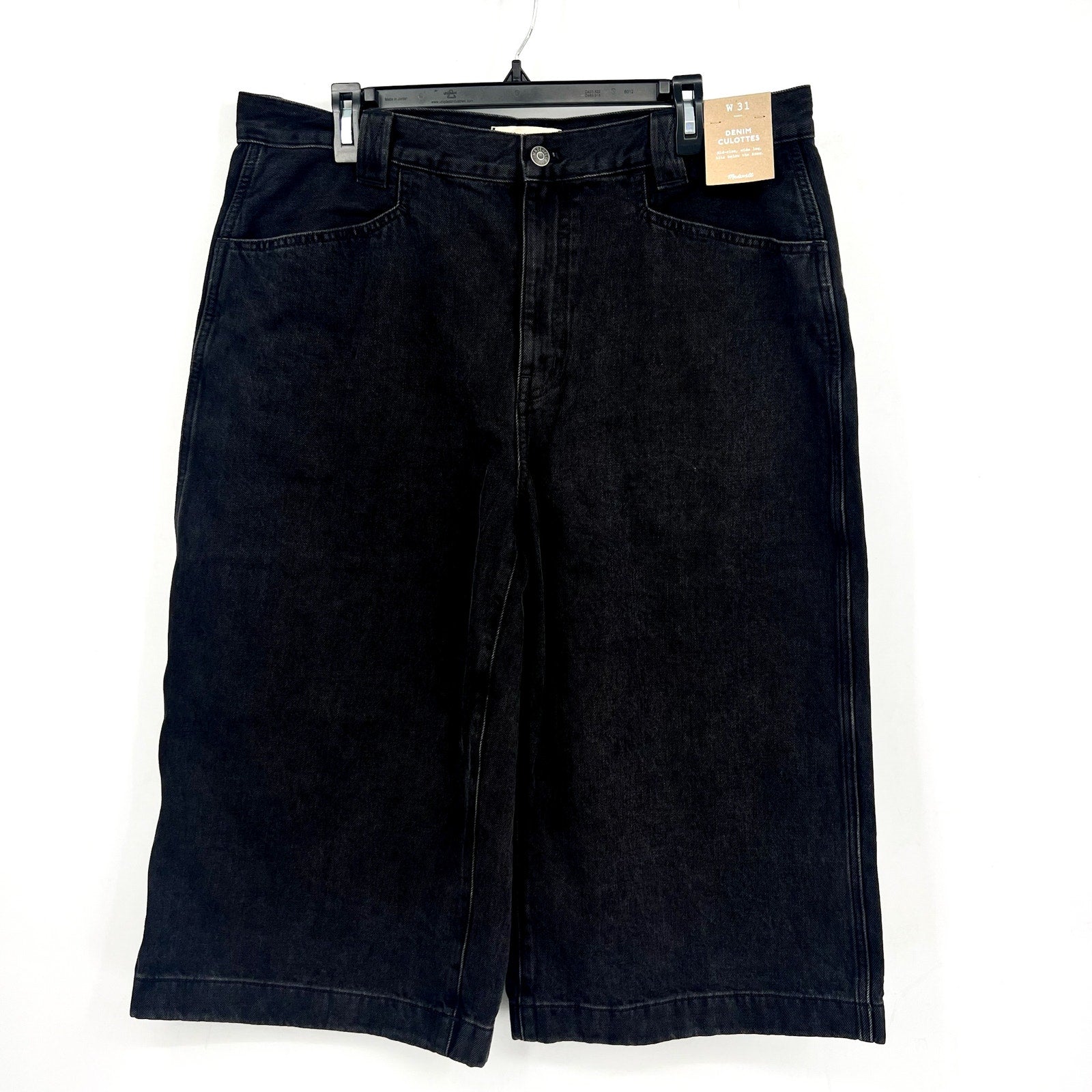 MADEWELL Women's Denim Culottes Size 31 US 10 Black Johnston High Rise NT218 NWT