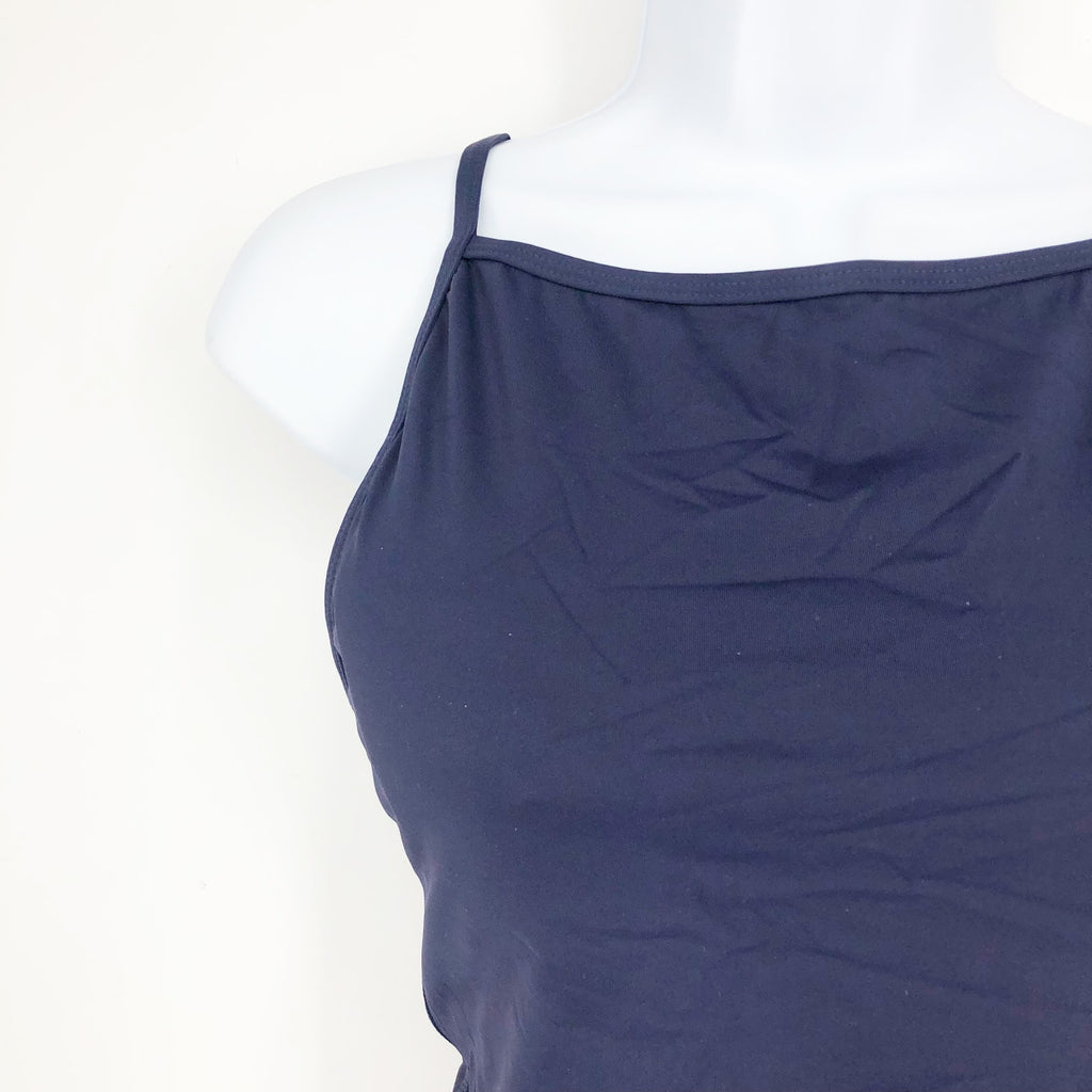 ANDIE SWIM Paloma One Piece Swimsuit Medium Tall 8-10 Navy Blue High Neck NWT