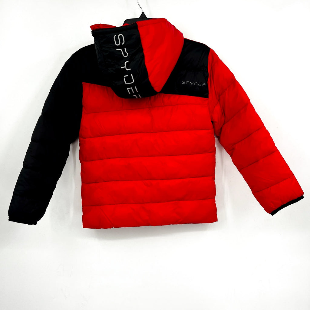 Spyder Boys Ace Puffer Winter Jacket Medium Racing Red Hooded Winter Coat NWT