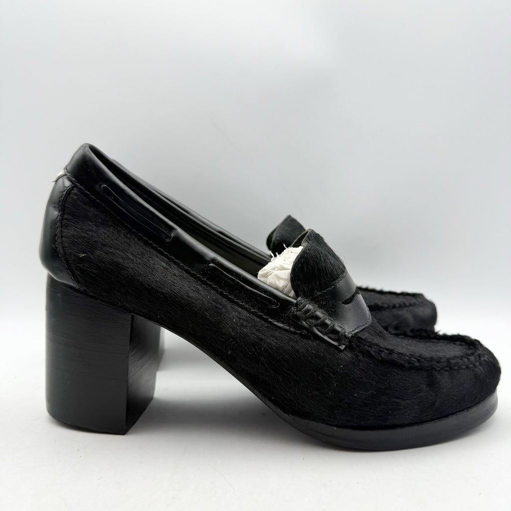 RE/DONE + Weejuns Womens Heeled Loafers US 9 M Black Calf Hair Leather NWOB