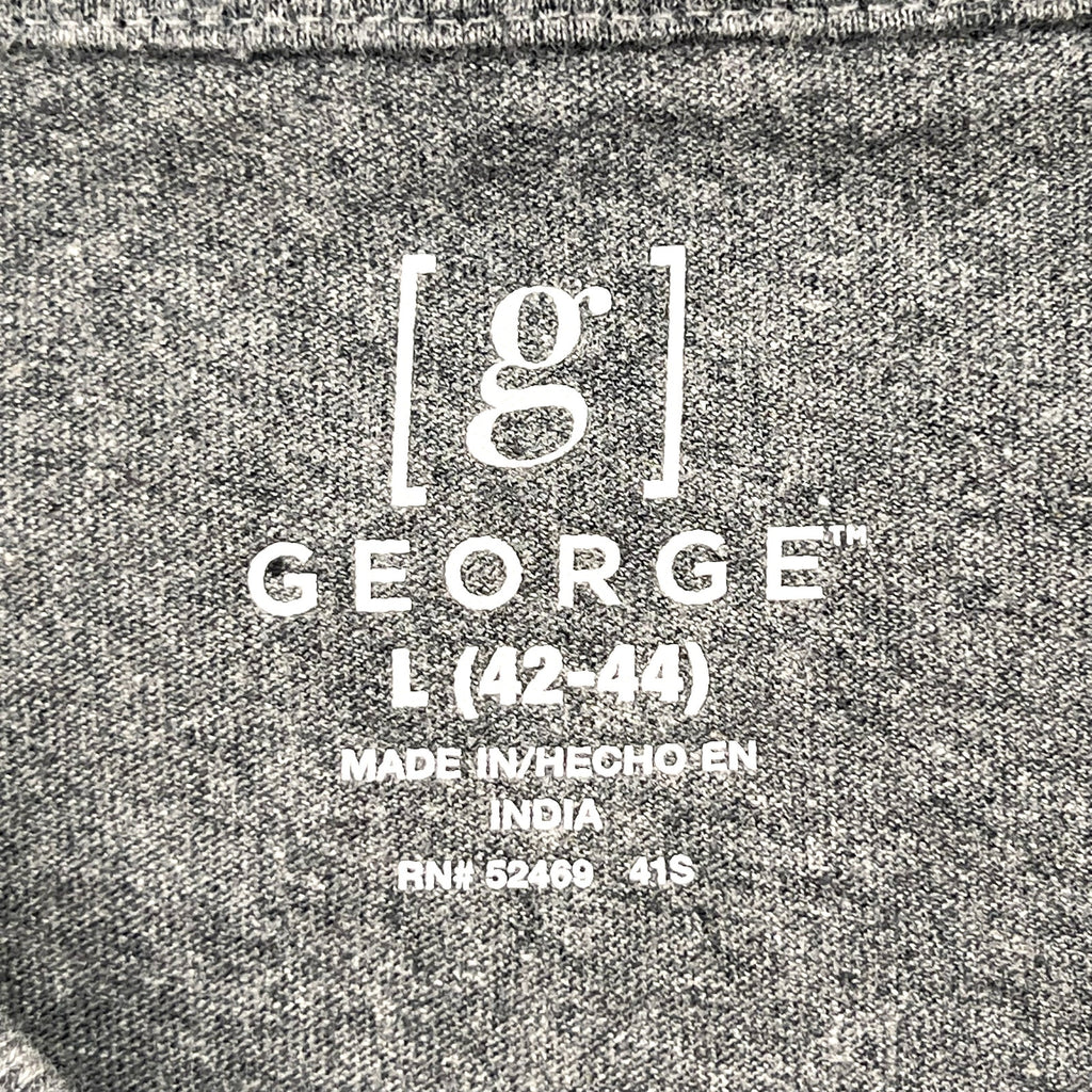 GEORGE Men's Cotton Long Sleeve Crew Neck Tee Large Charcoal Sky Heather NWT