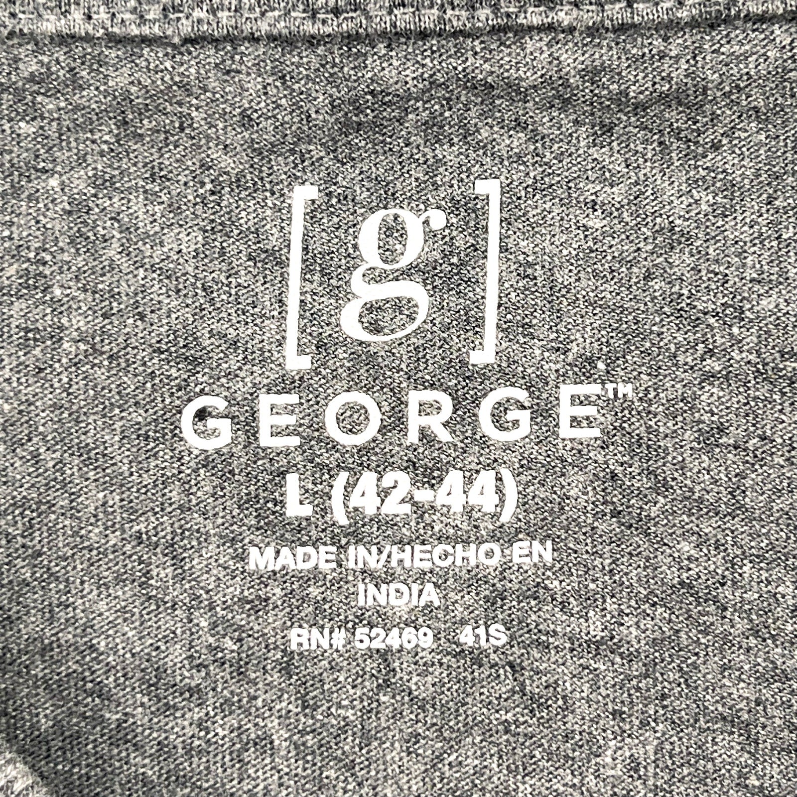 GEORGE Men's Cotton Long Sleeve Crew Neck Tee Large Charcoal Sky Heather NWT