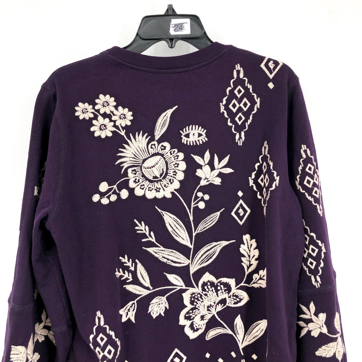 JOHNNY WAS Women's Ivey High Slit Sweatshirt Large Deep Purple Floral NWT