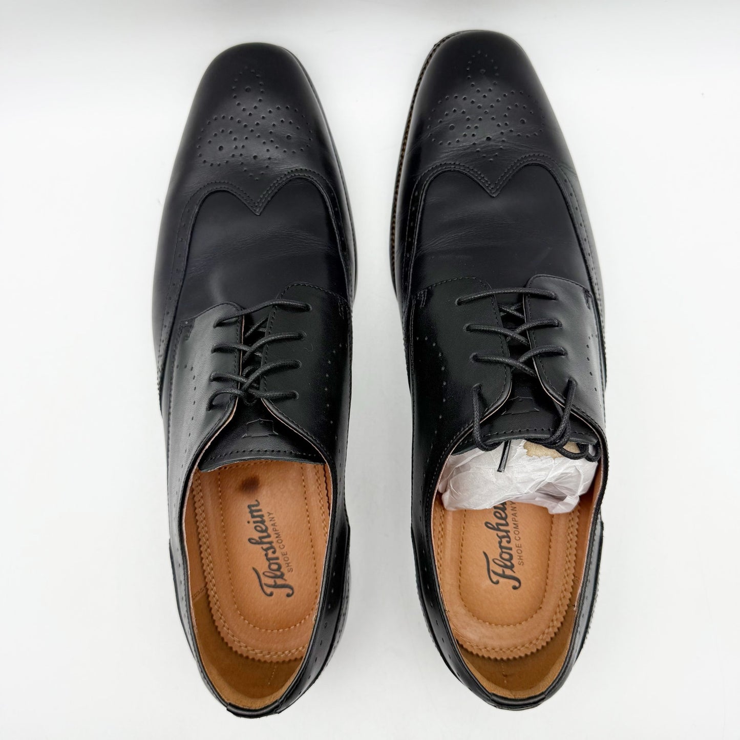 Florsheim Mens Sorrento Wing Tip Oxford Shoes US 10.5 Wide Black Leather NIB