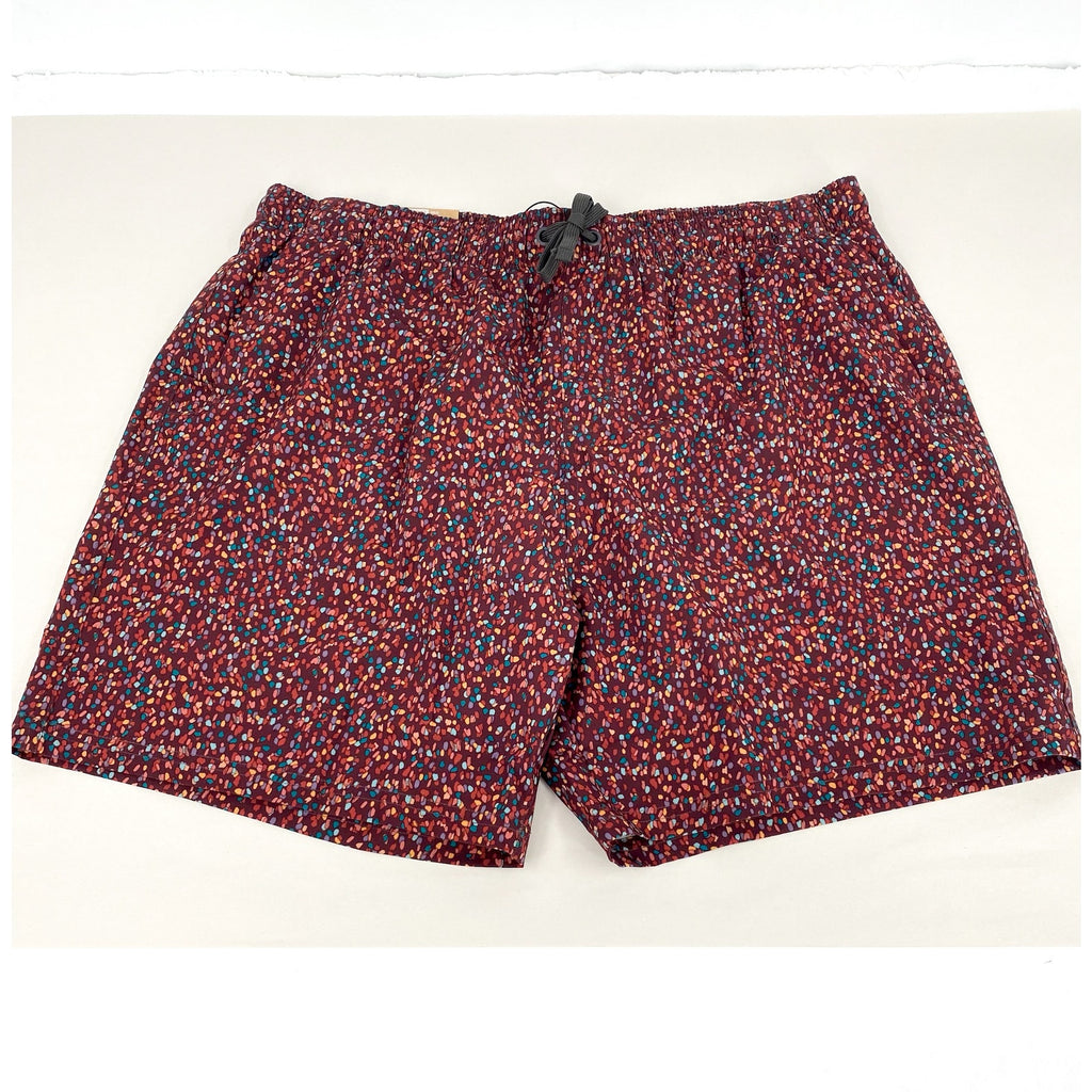 PRANA Men's Plunge Swim Shorts XL Red Cacao Alotta Dots 6" Inseam Liner NWT