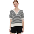 VARLEY Women's Dora Knit Cotton Top Small Black White Drop Shoulder Textured NWT