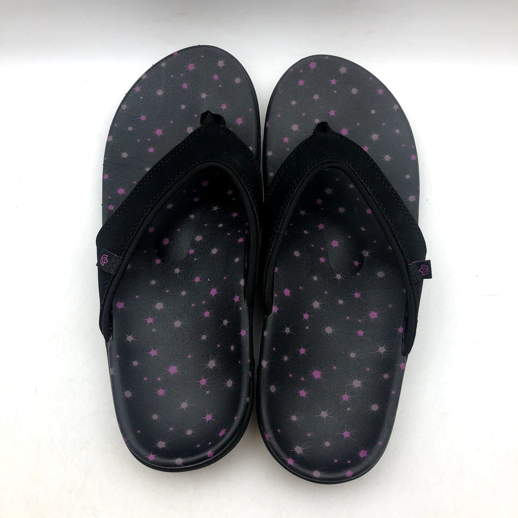 Spenco Waco Womens Yumi Constellation Flip Flops Size 10 Black Sandal Stars NWOB