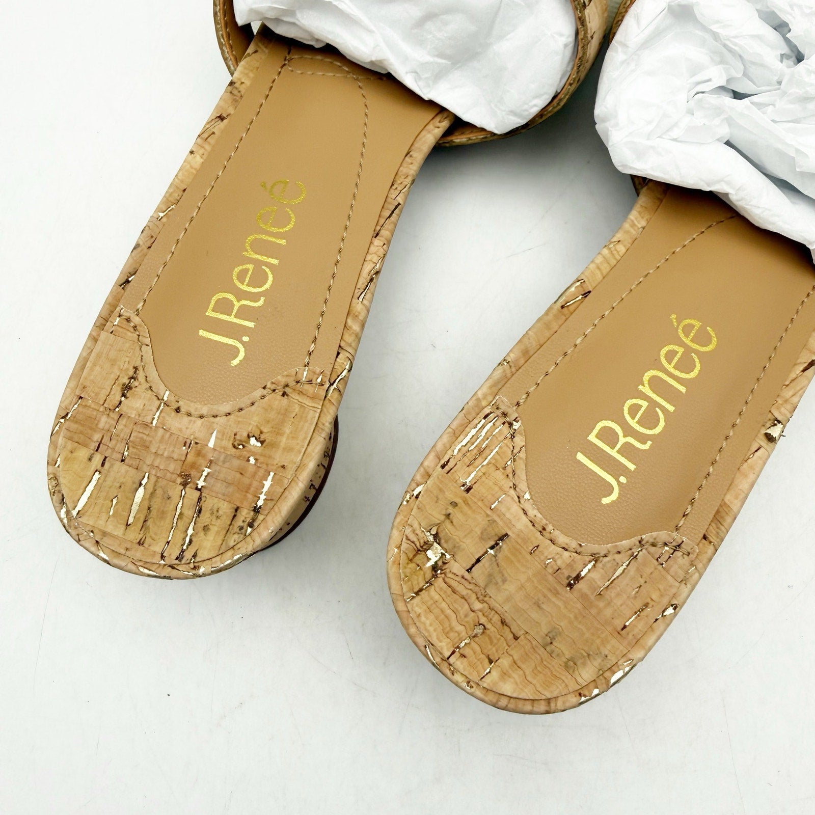 J. Renee Womens Amorra Heeled Sandals US 8.5 M Natural Gold NWOB