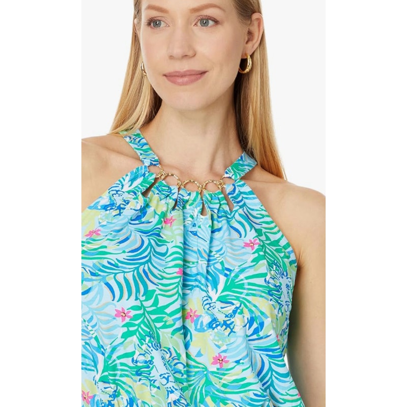 LILLY PULITZER Womens Shirelle Skirted Romper Small Green Blue Via Parigi NWT