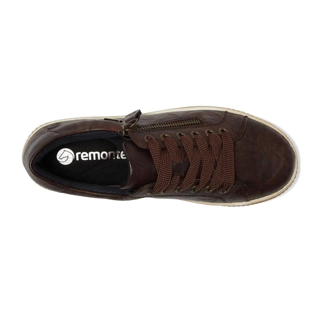 Rieker Womens Maditta 00 Casual Low Sneakers Size 6 EU 37 Brown Leather NIB