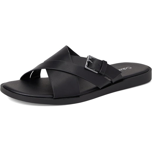 Calvin Klein Mens Elon Slip On Sandals US 13 M Black Vegan Leather NIB