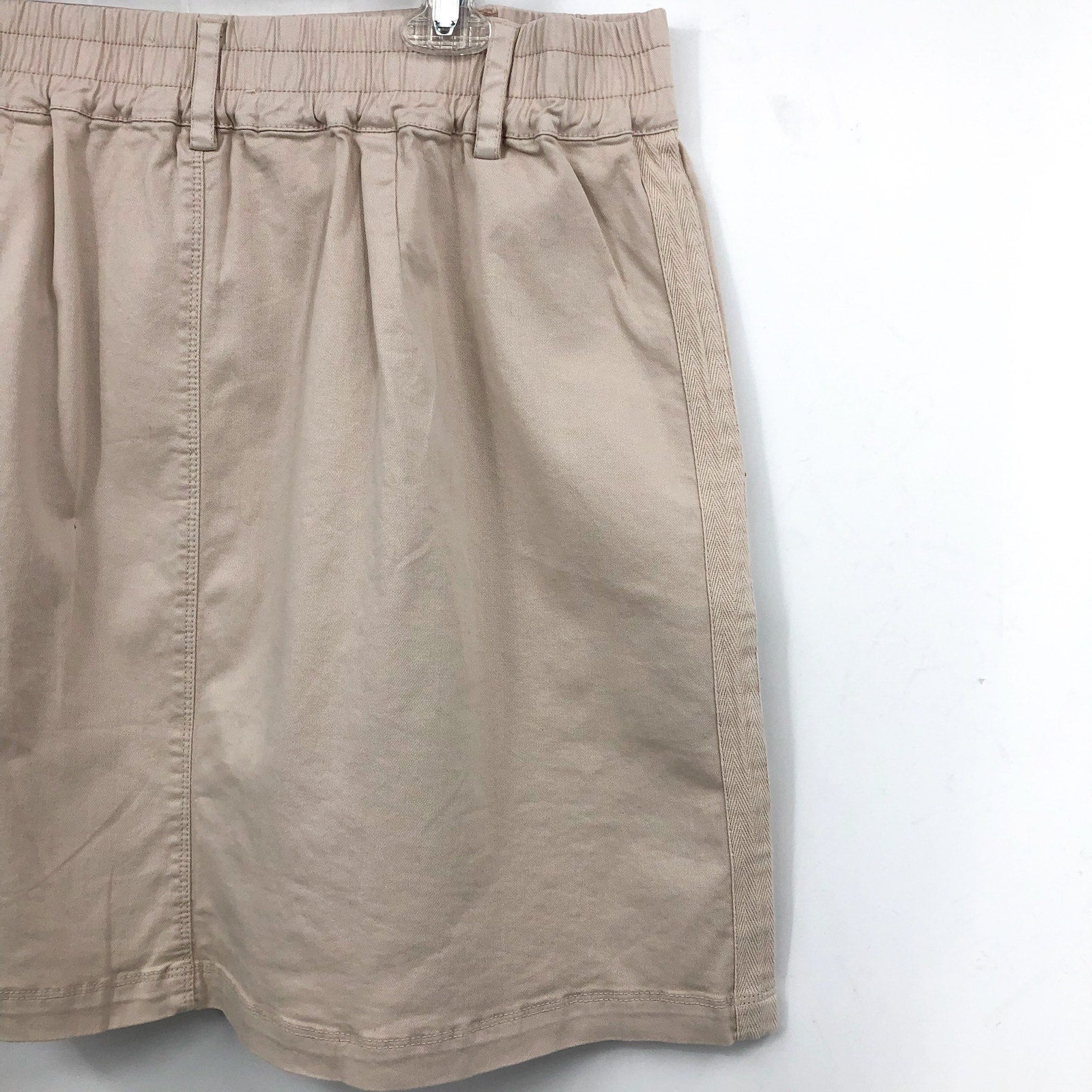 MICHAEL STARS Women's Monroe Twill Miniskirt 1X Khaki Cement Pockets Stretch NWT