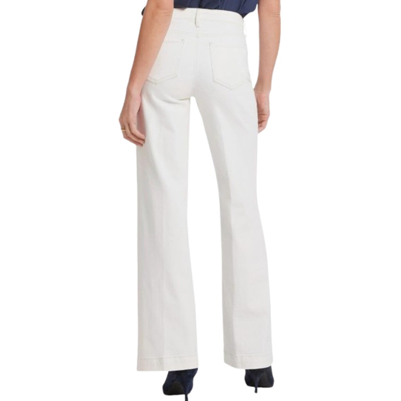 NYDJ Women's Teresa Wide Leg Jeans Size 12 Winter White Stretch 1.5'' Hem NWT