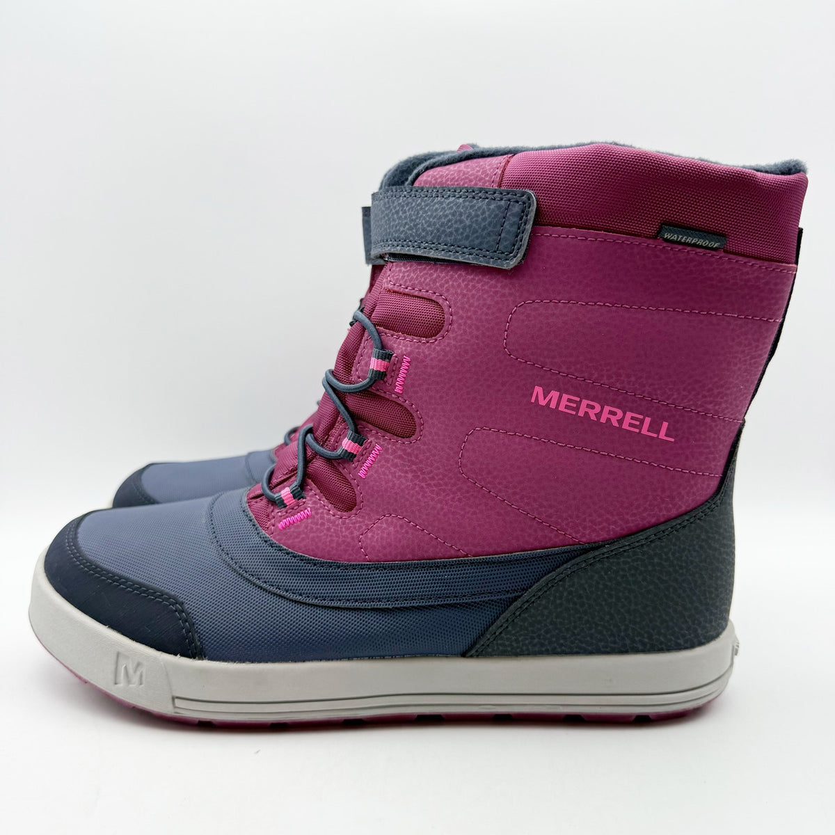 Merrell Big Kids Snow Storm Winter Boots Size 7 Pink Berry Navy Waterproof NIB