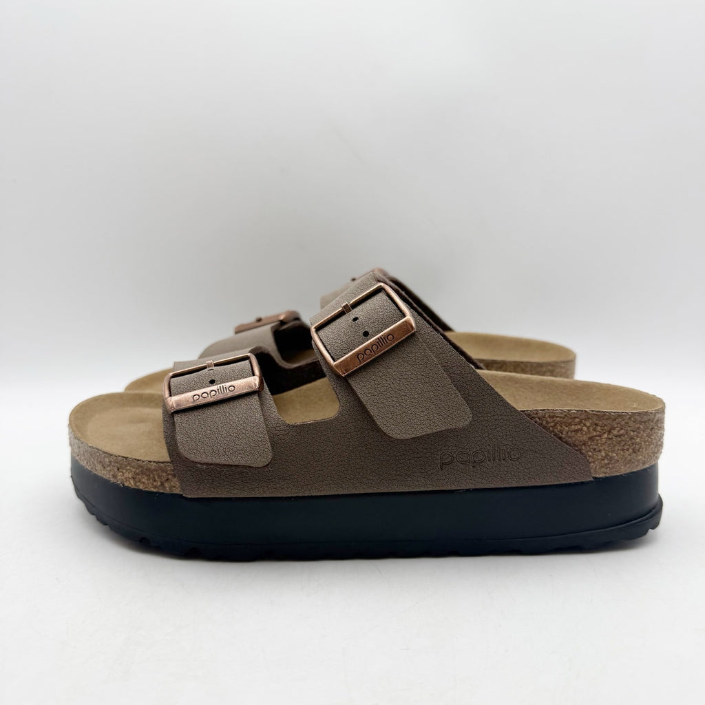 Birkenstock Papillio Women Arizona Platform Sandal EU 37 US 6 Brown Leather NWOB