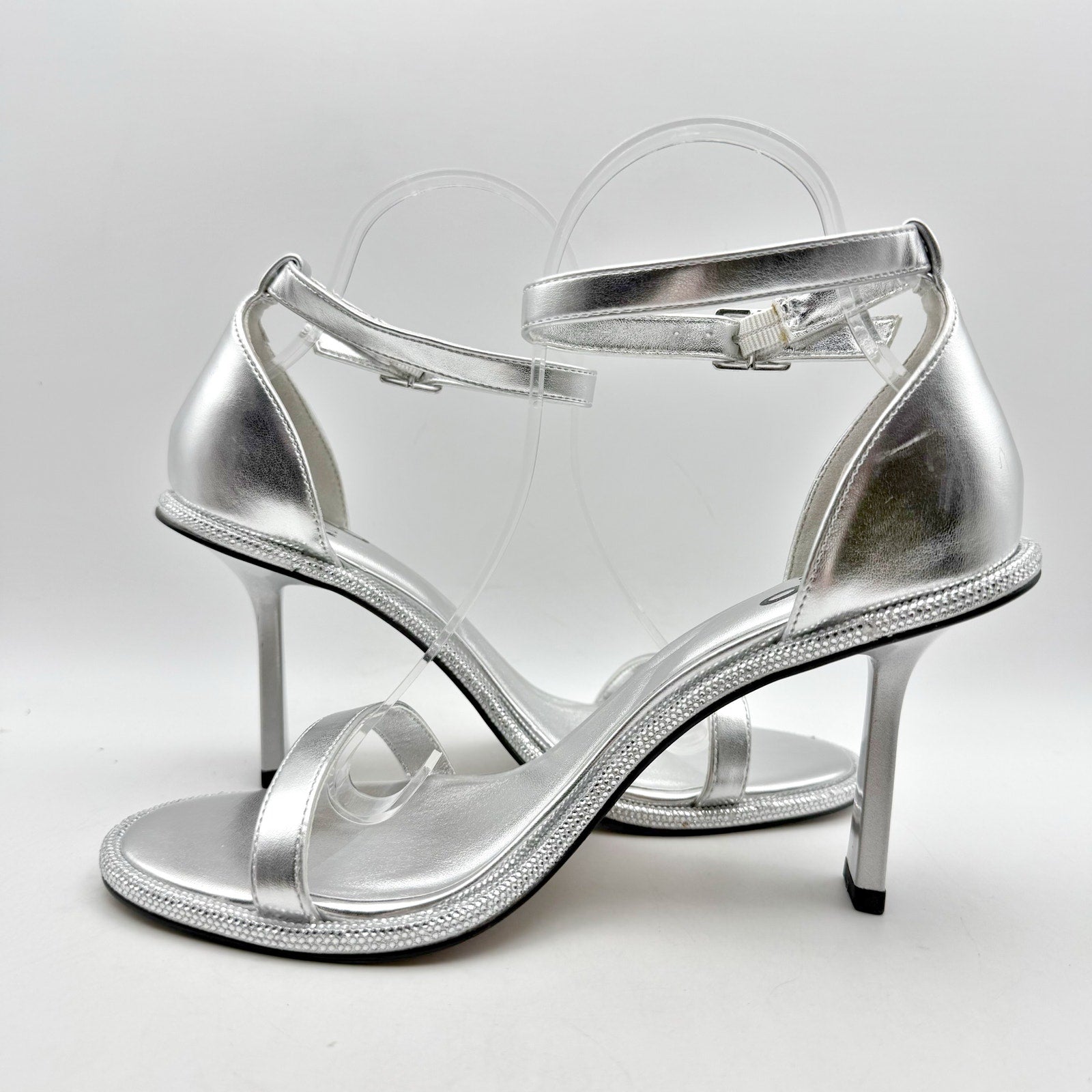 Mix No. 6 Womens Boniti Heeled Sandals Size 8.5 Wide EU 38.5 Silver NWOB