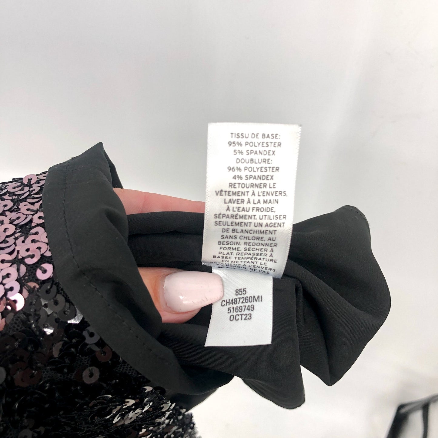 CHELSEA28 Colorblock Sequin Cocktail Dress XS Black Long Sleeve NWT