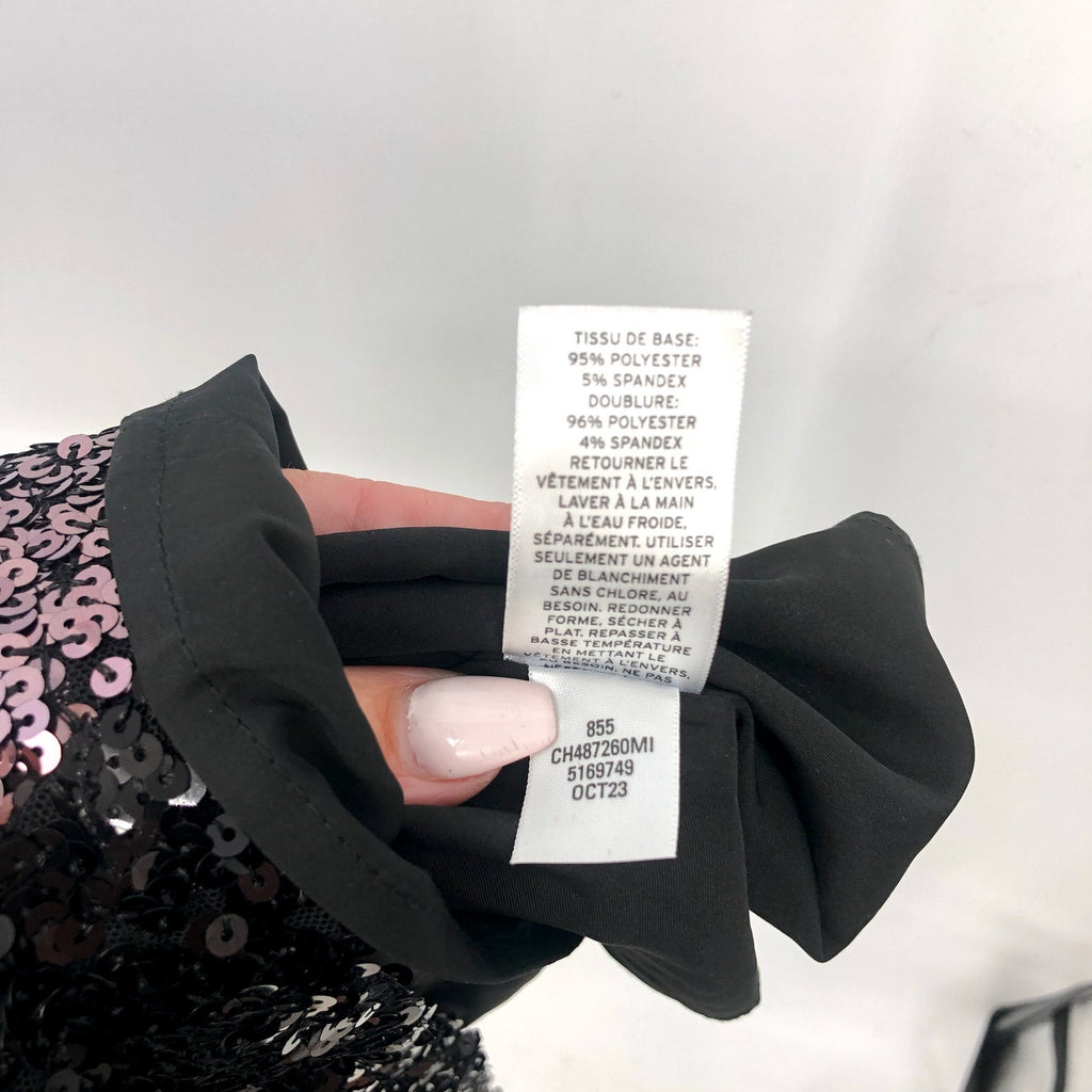 CHELSEA28 Colorblock Sequin Cocktail Dress XS Black Long Sleeve NWT