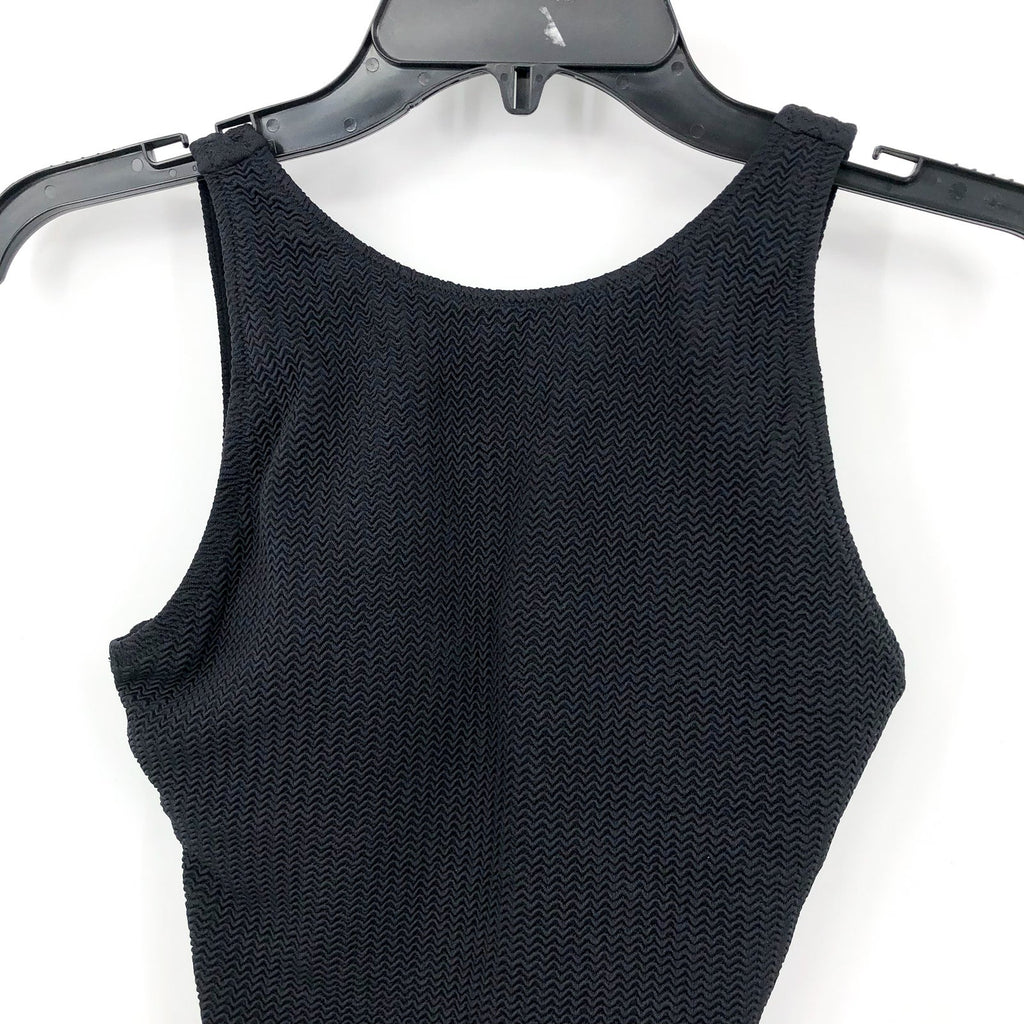 SEAFOLLY Sea Dive High Neck One Piece Swimsuit Size 10 Black Lace Back NWT