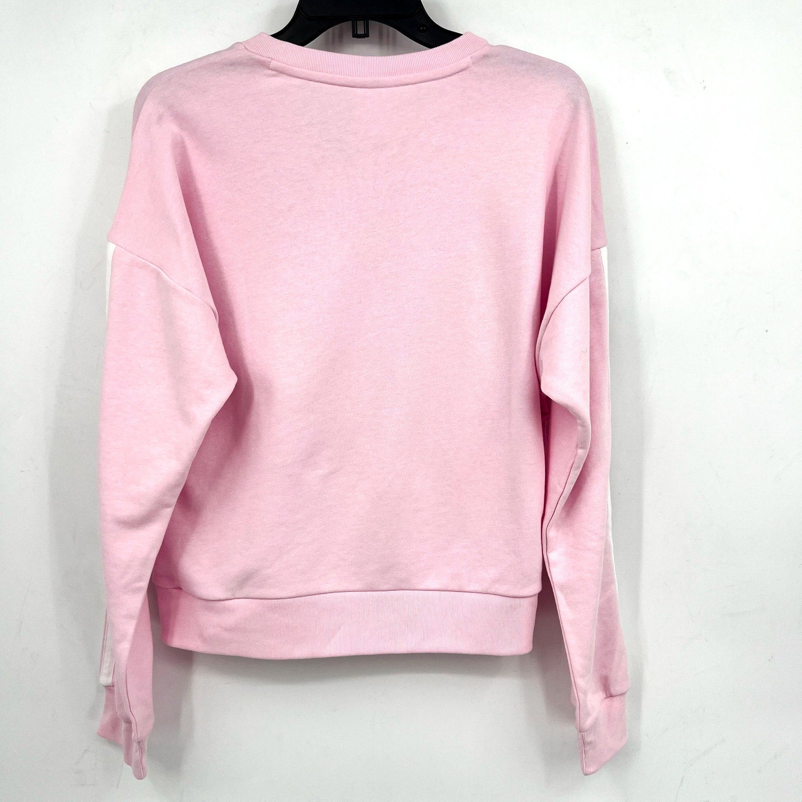 ADIDAS Womens Essentials 3 Stripes V-Neck Sweatshirt Small Pink White NWT