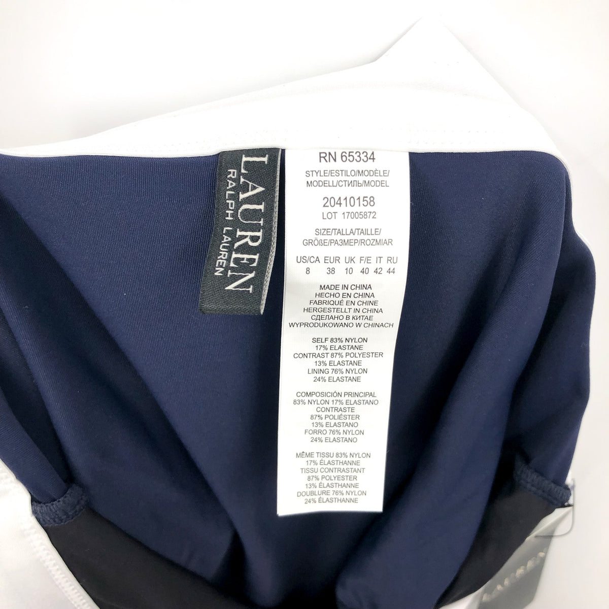 LAUREN RALPH LAUREN Bel Air Bikini Bottom Size 8 Navy Blue Banded High Waist NWT