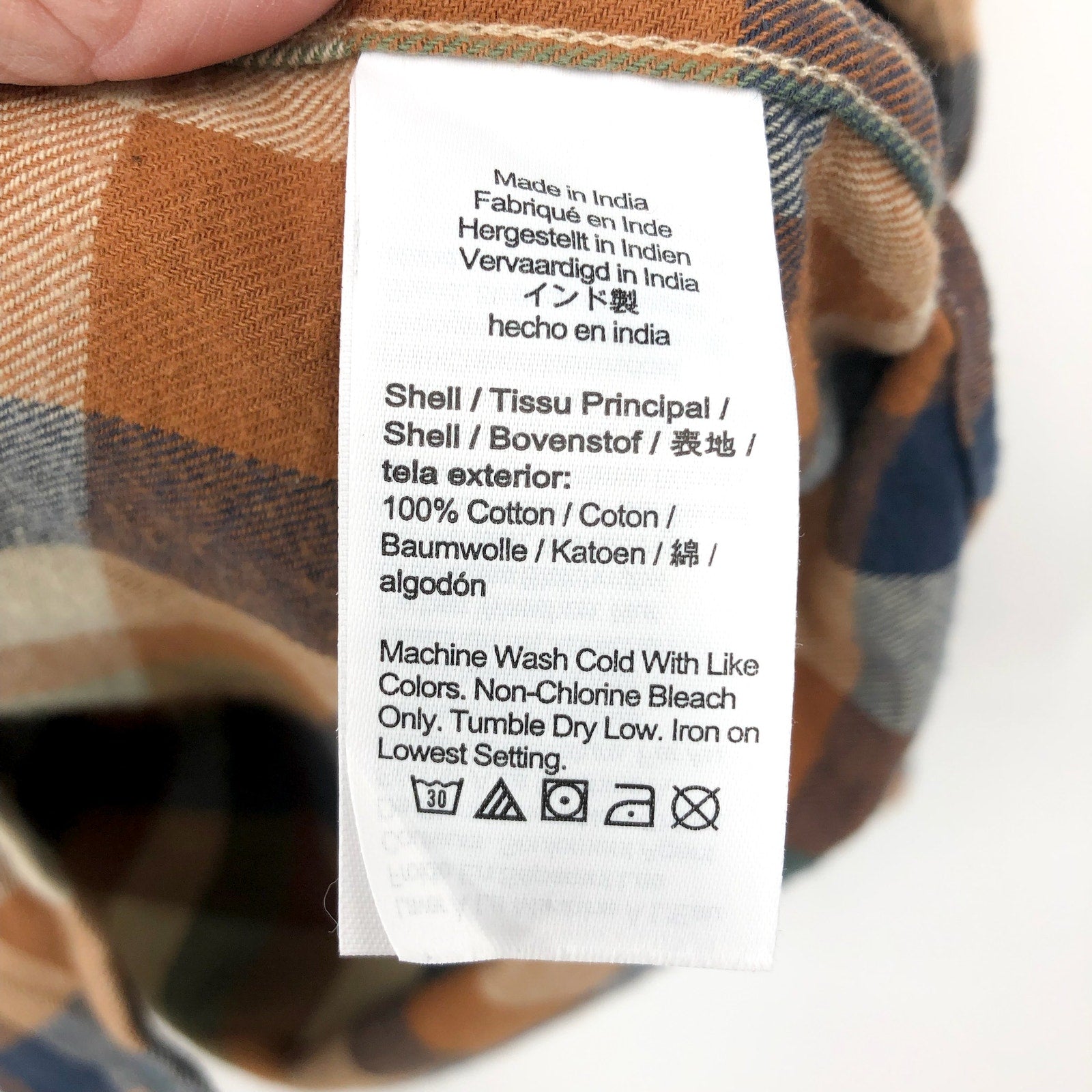 J.CREW Mens Slim Fit Flannel Shirt Large Brown Natural BU177 NWOT
