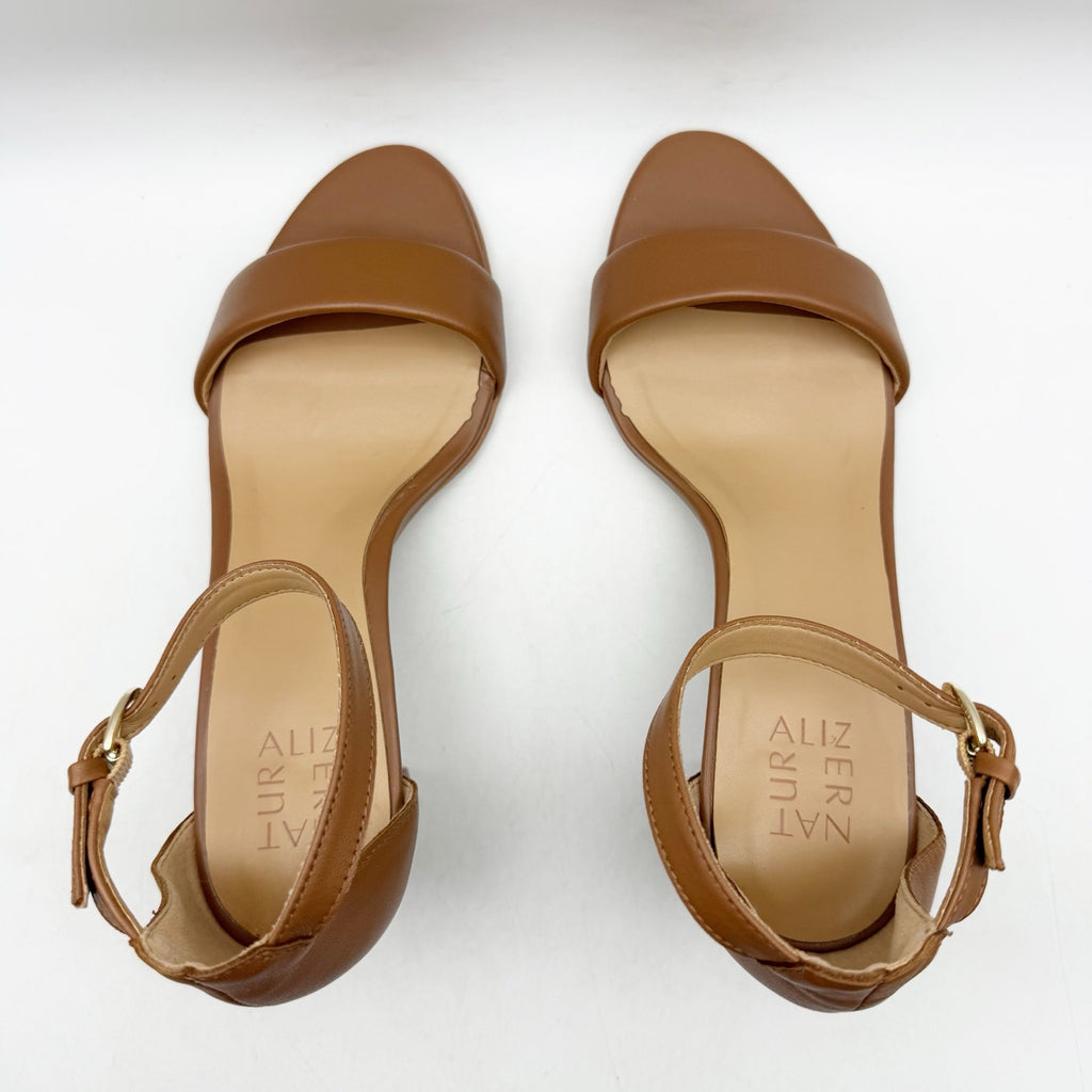 Naturalizer Womens Vera Sandals US 9 Wide Brown Block Heel Ankle Strap NWOB