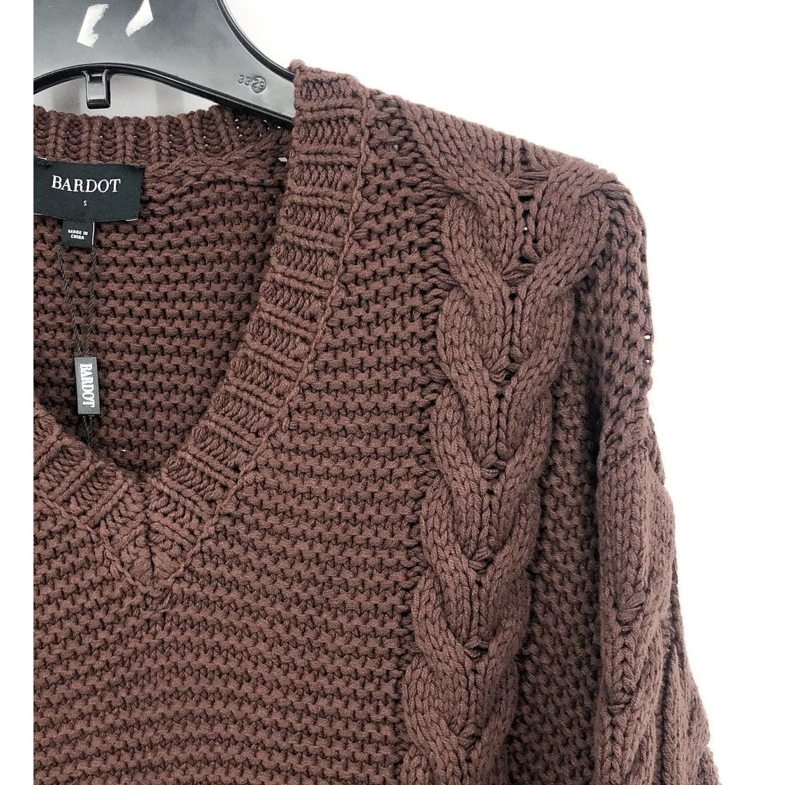 BARDOT Women's Bell Knit Sweater Dress Size 4 Small Chocolate Brown NWT