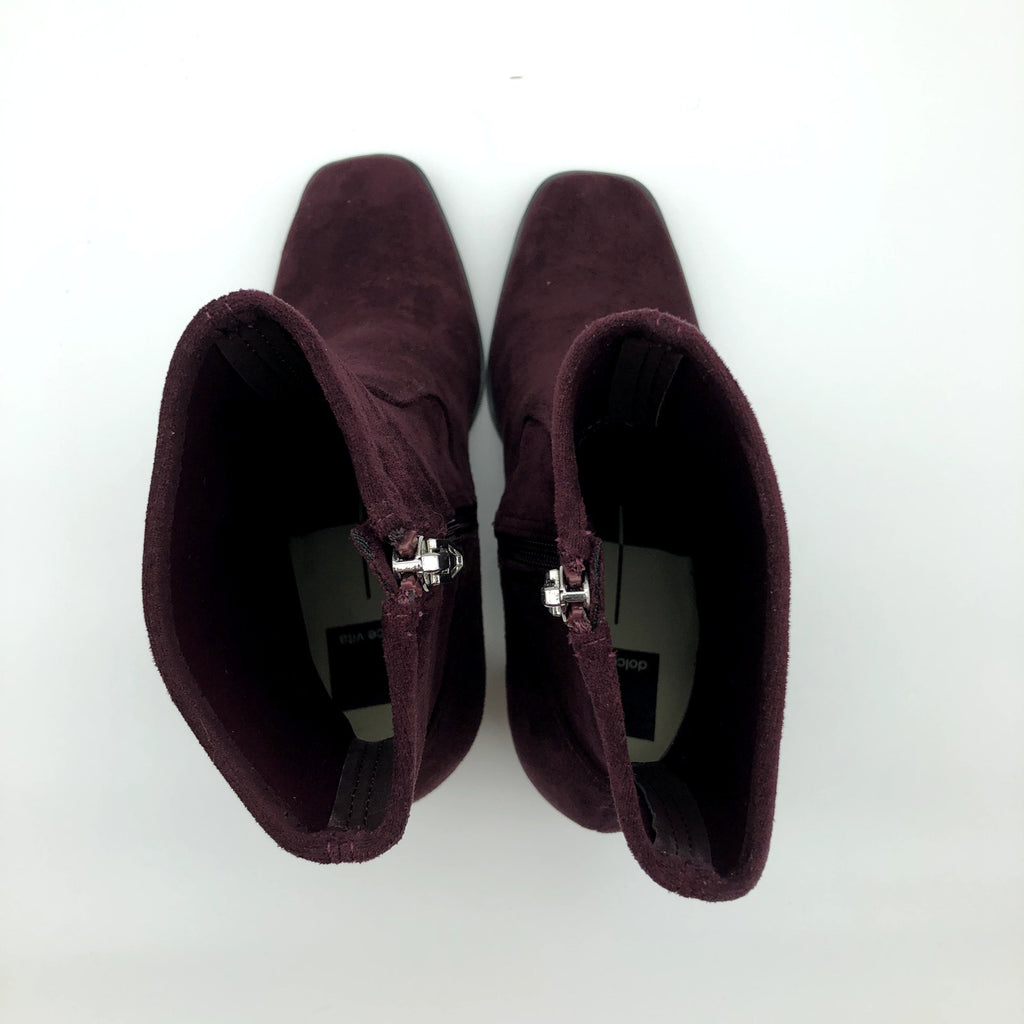 Dolce Vita Womens Ankle Booties Size 7 Dark Red Textured Heel NWOB