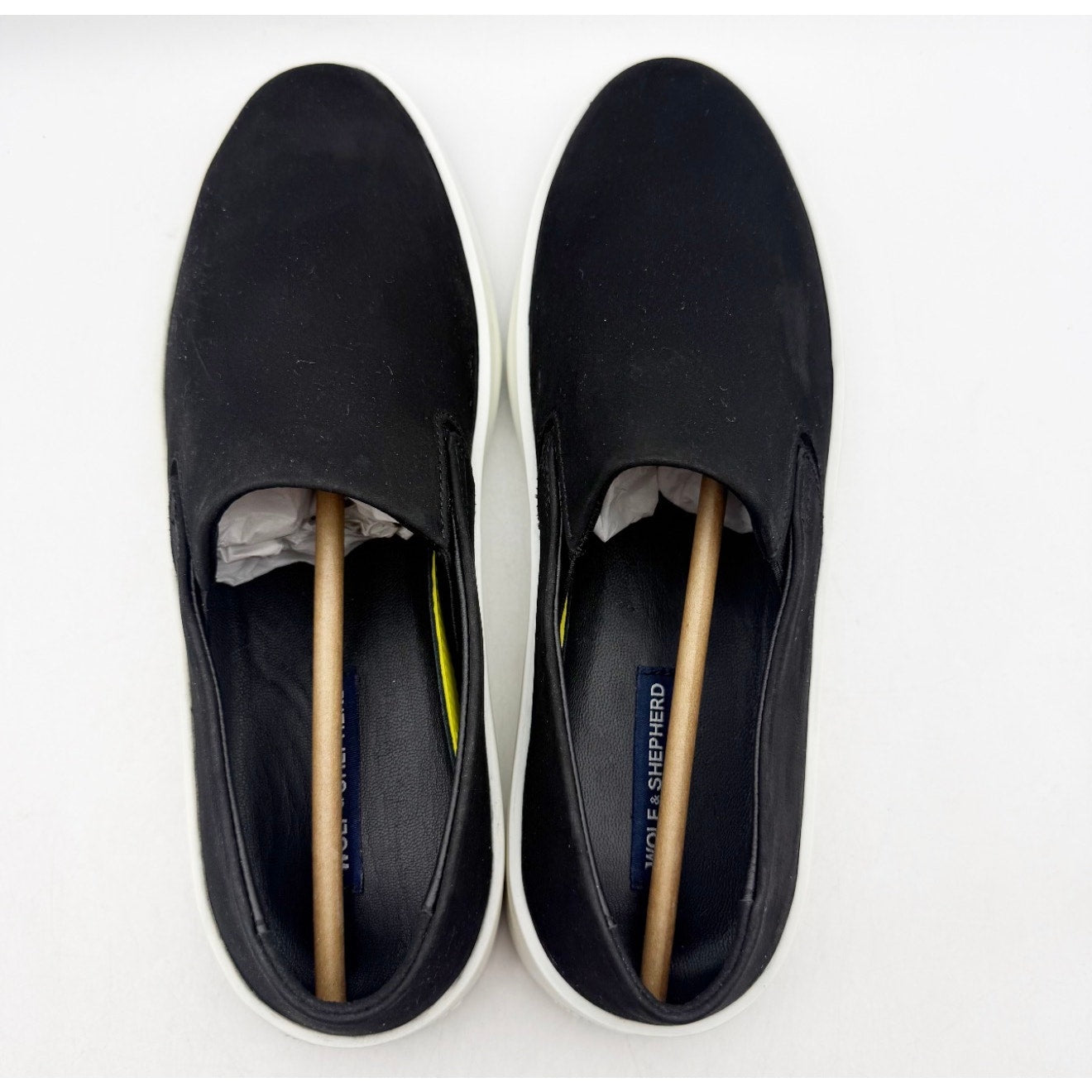 Wolf & Shepherd Cruise Slip On Shoes Mens 7.5 Womens 9 Black Leather Suede NWOB