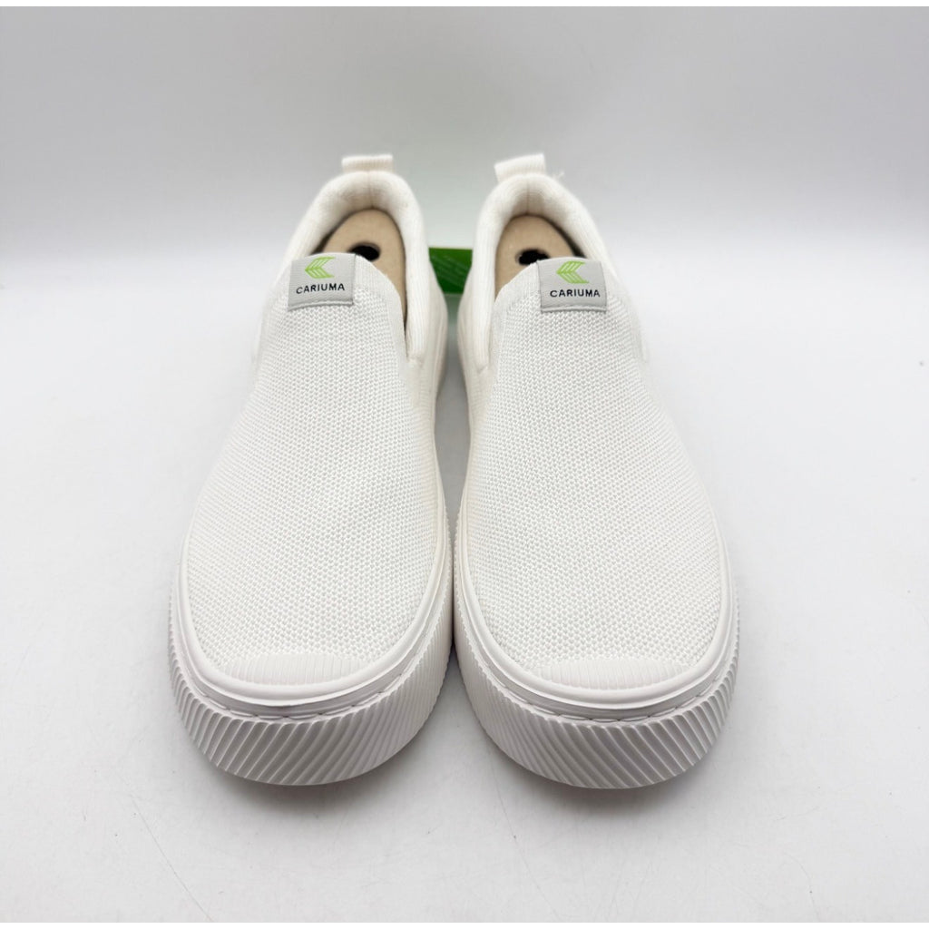 Cariuma IBI Slip On Sneakers Womens 8.5 Mens 7 All White Knit Bamboo NIB