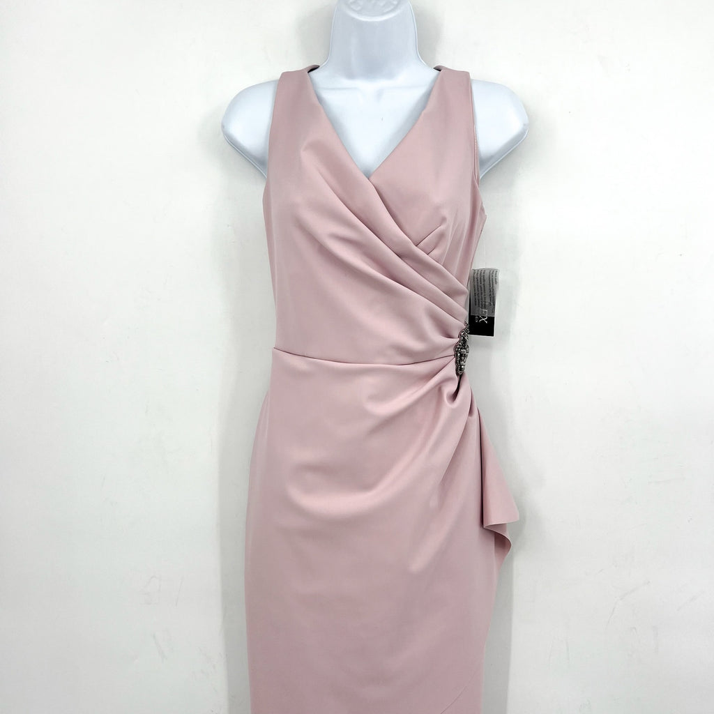 ALEX EVENINGS Womens Cocktail Dress Size 6 Blush Pink Embellished Sleeveless NWT