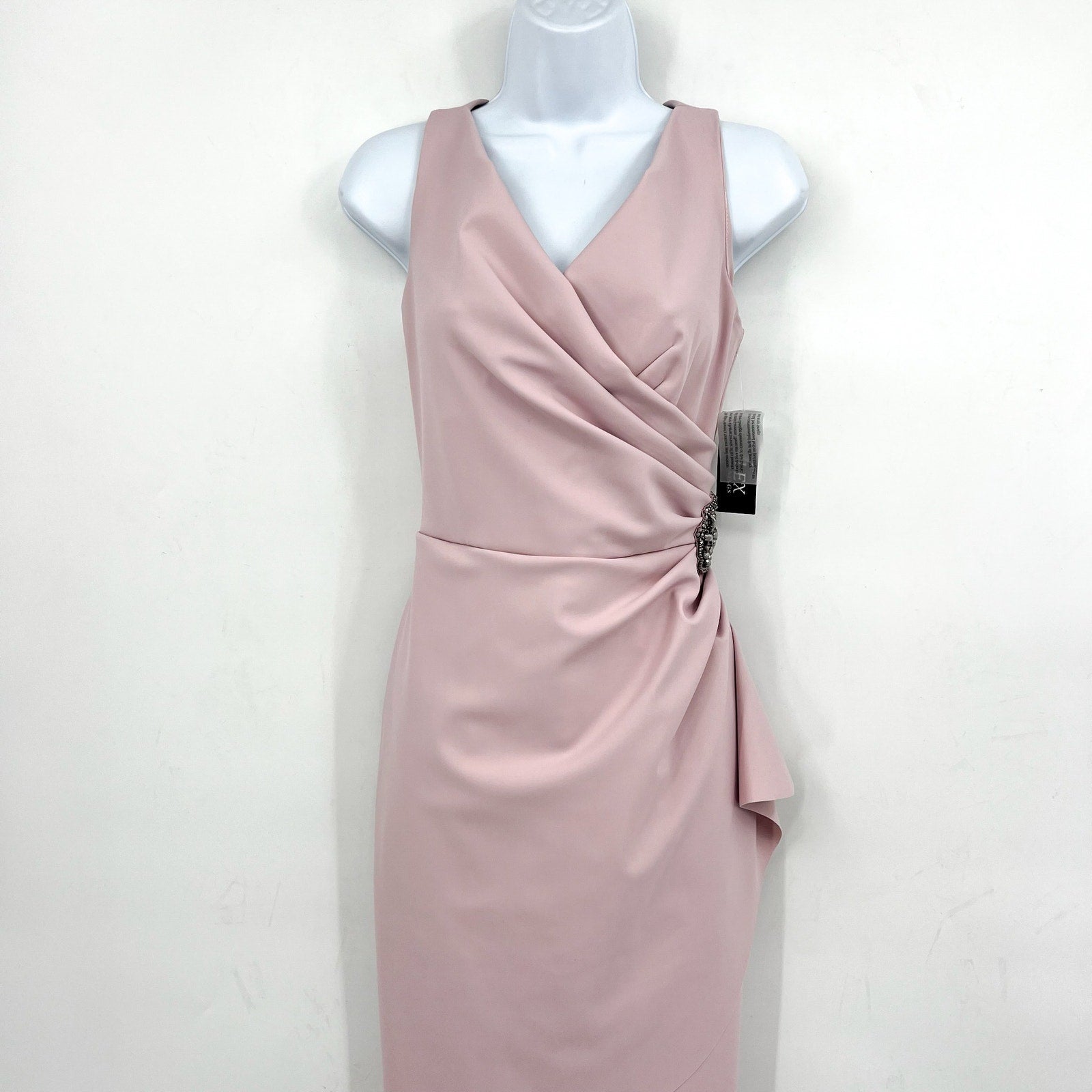 ALEX EVENINGS Womens Cocktail Dress Size 6 Blush Pink Embellished Sleeveless NWT