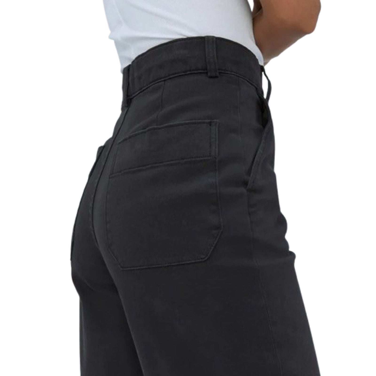 EVERLANE Womens Organic Wide-Leg Crop Pants Size 4 Black Chino Stretch Twill NWT