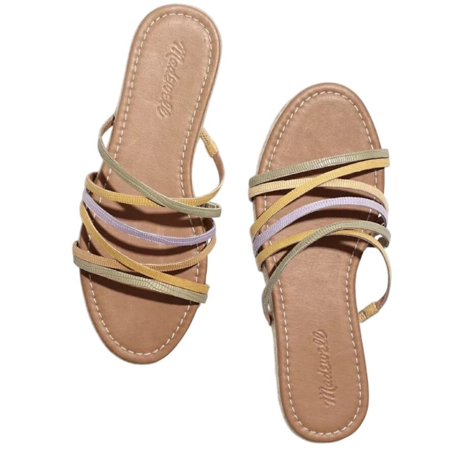 Madewell Womens Kathryn Espadrille Slide Sandal Size 8.5 Multicolor Leather NWOB