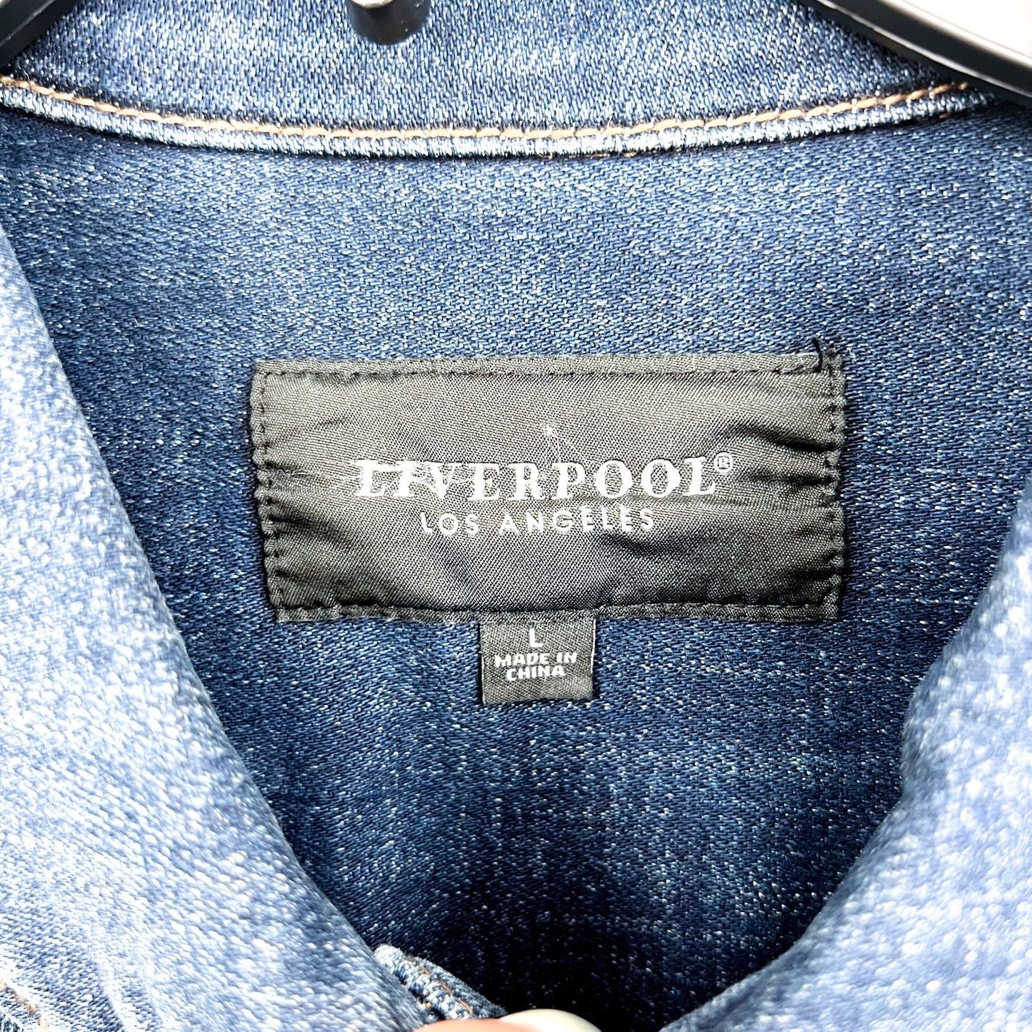 LIVERPOOL Women's Classic Jean Jacket Large Blue Glenrock Stretch Denim NWT