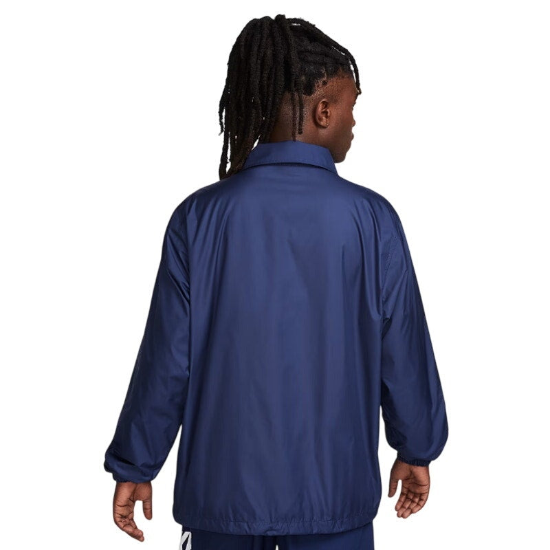 NIKE CLUB Mens Coaches Jacket Small Navy Blue Relaxed Fit Windbreaker NWT