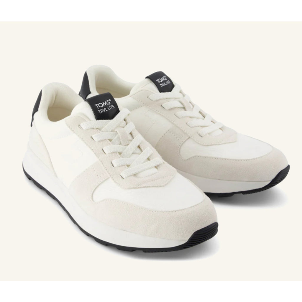 Toms Mens TRVL LITE Retro Runner Sneaker Size 11.5 White Suede Twill NIB