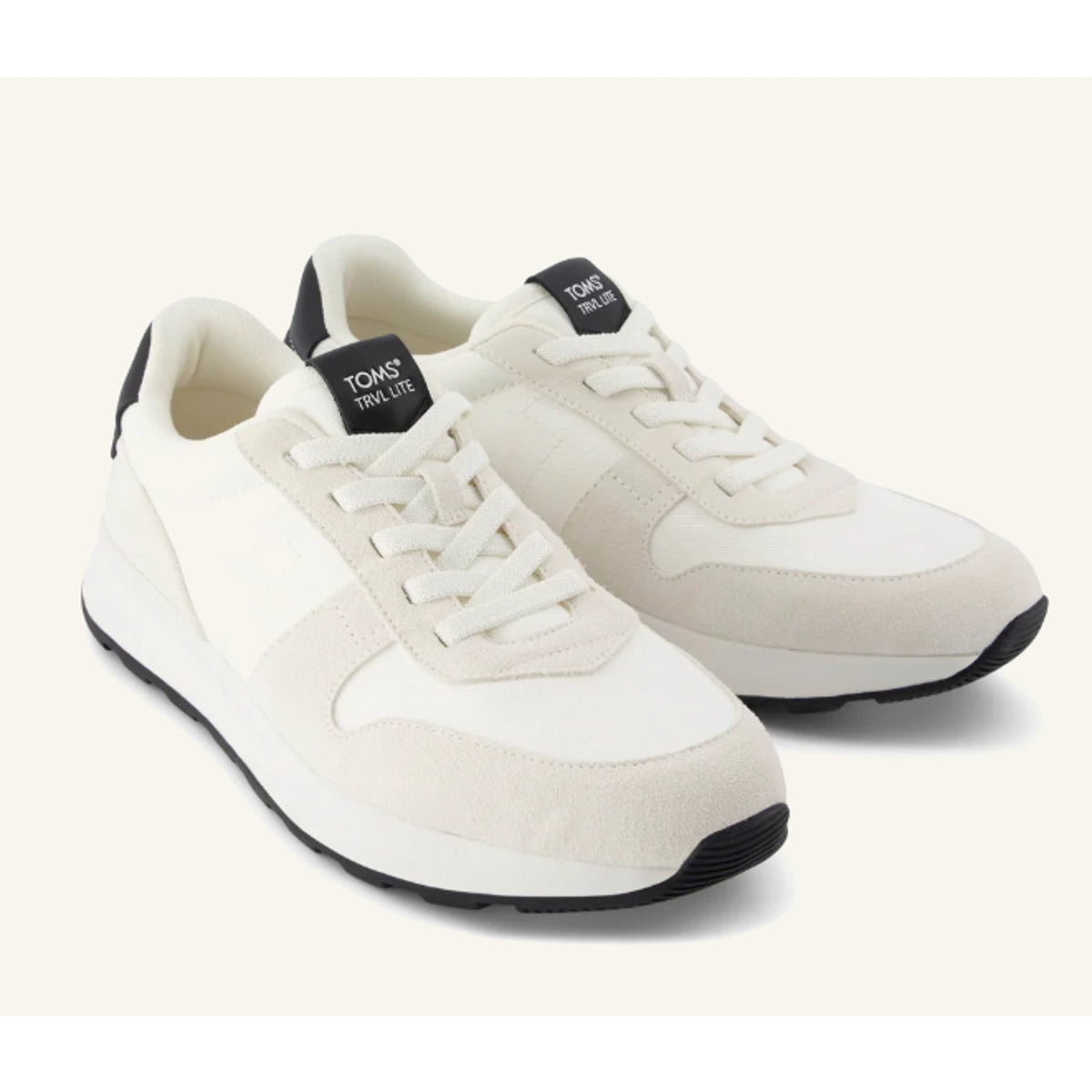 Toms Mens TRVL LITE Retro Runner Sneaker Size 11.5 White Suede Twill NIB