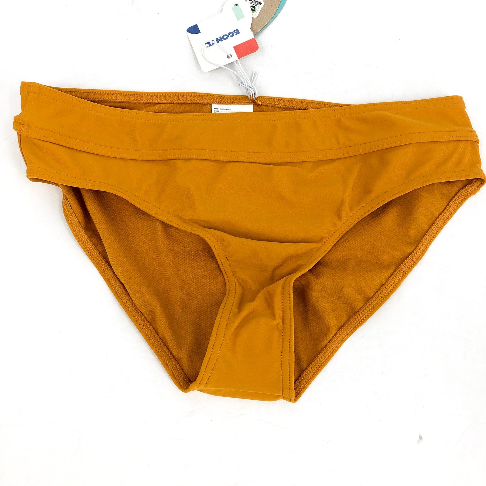 PRANA Womens Ramba Bikini Bottom Large Gold Deep Solstice Banded Waist NWT