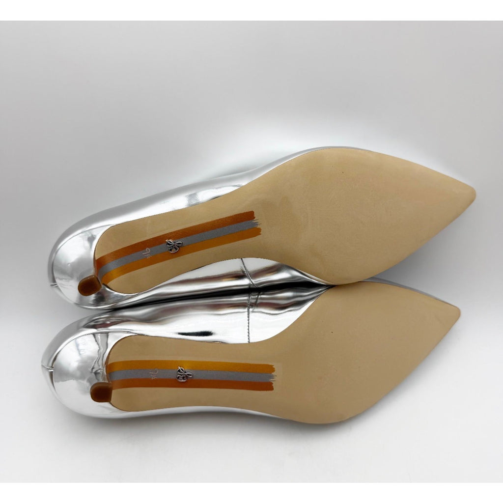 Sam Edelman Womens Dori Pumps Size 9.5 M EU 40.5 Silver Leather Heels NIB