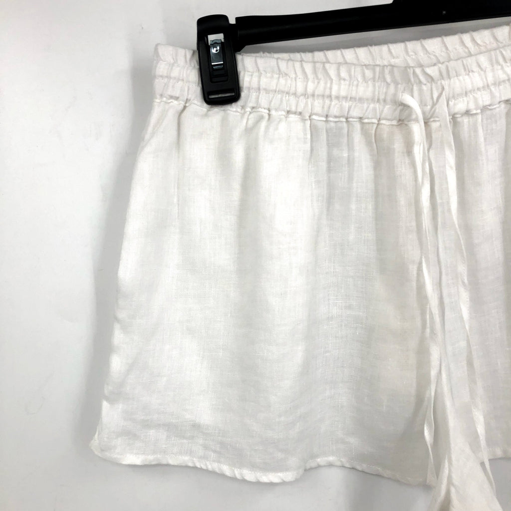 L*SPACE Women's Rio Linen Cover Up Shorts Medium White Drawcord NWT